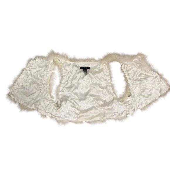 Womens White/Tan 100% Feather Sleeveless Vest Size M Boho Gypsy By Love Culture - Picture 3 of 7